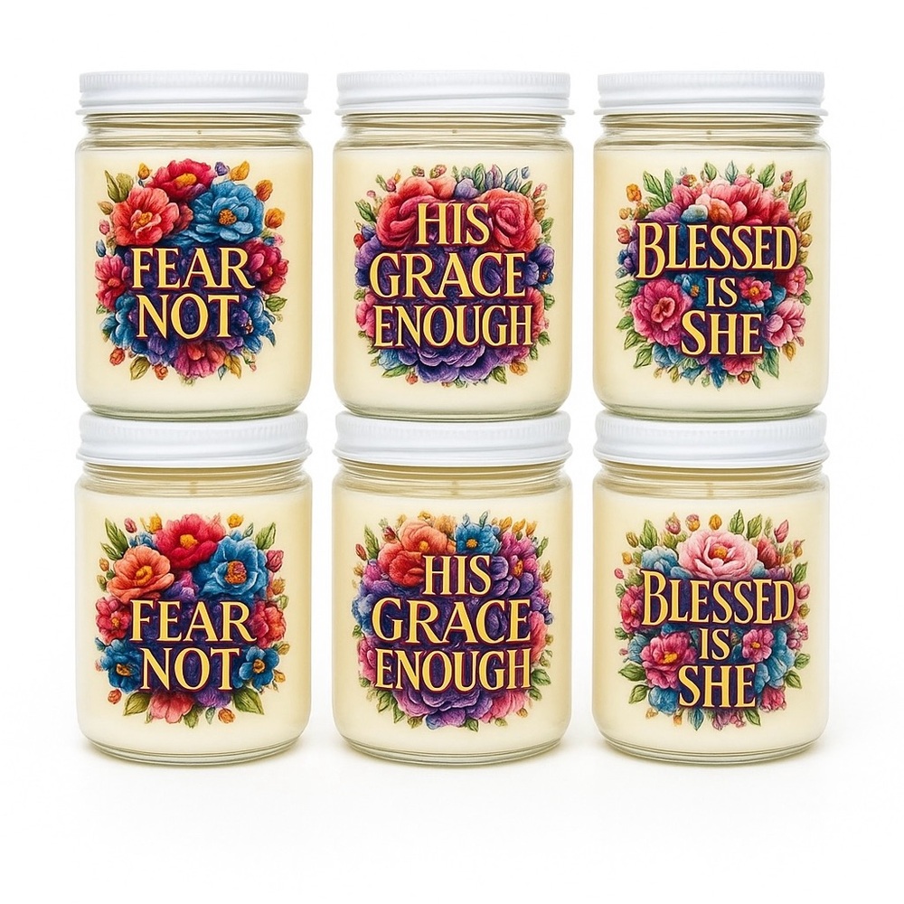 Inspirational Scented Candle Set of 6 - Cream